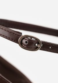 Renee - Brązowe Sandały na Szpilce z Wyciętą Cholewką Metiotai. Zapięcie: sprzączka. Kolor: brązowy. Wzór: kwiaty. Obcas: na szpilce. Styl: elegancki #4