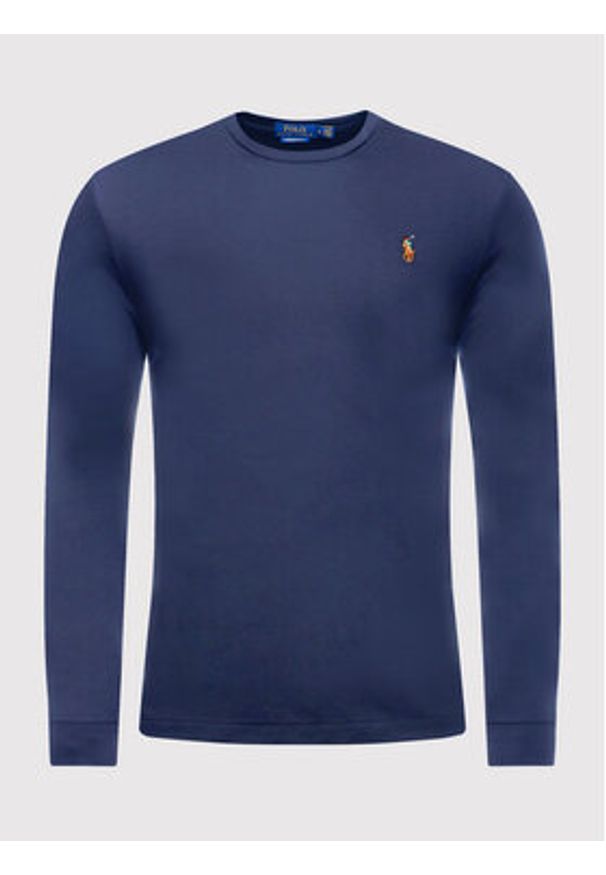 Polo Ralph Lauren Longsleeve 710760121 Granatowy Slim Fit. Typ kołnierza: polo. Kolor: niebieski. Materiał: bawełna. Długość rękawa: długi rękaw