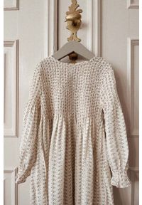 KONGES SLOJD - Konges Sløjd sukienka dziecięca kolor beżowy mini rozkloszowana. Kolor: beżowy. Długość rękawa: długi rękaw. Długość: mini