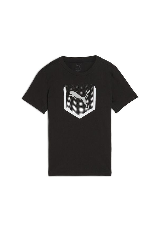 Puma - Młodzieżowa koszulka Active Sports z grafiką PUMA Black. Kolor: czarny. Materiał: guma. Wzór: nadruk