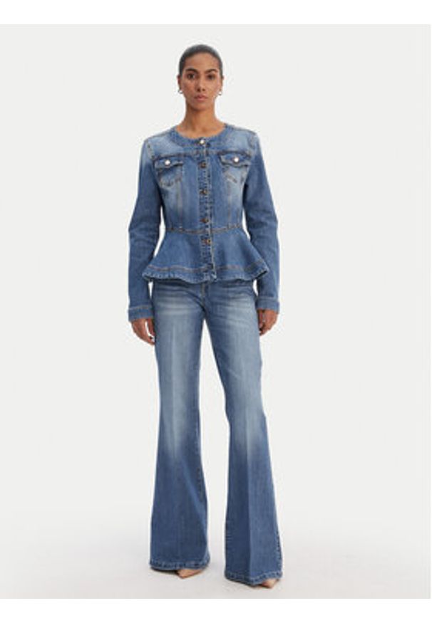 Fracomina Kurtka jeansowa FR26SJ4007D40902 Niebieski Regular Fit. Kolor: niebieski. Materiał: bawełna