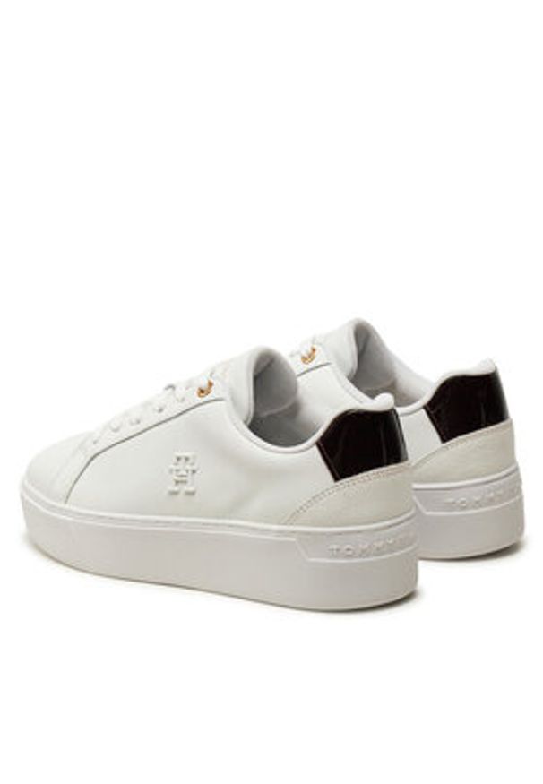 TOMMY HILFIGER - Tommy Hilfiger Sneakersy Th Platform Court Sneaker FW0FW08614 Biały. Kolor: biały. Materiał: skóra. Obcas: na platformie