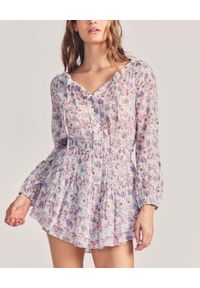 LOVE SHACK FANCY - Mini sukienka w kwiatowy wzór Banou. Kolor: wielokolorowy, fioletowy, różowy. Materiał: tkanina, bawełna. Wzór: kwiaty. Długość: mini