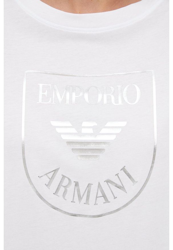 Emporio Armani Underwear koszula nocna bawełniana kolor biały bawełniana. Kolor: biały. Materiał: bawełna. Długość: krótkie. Wzór: nadruk