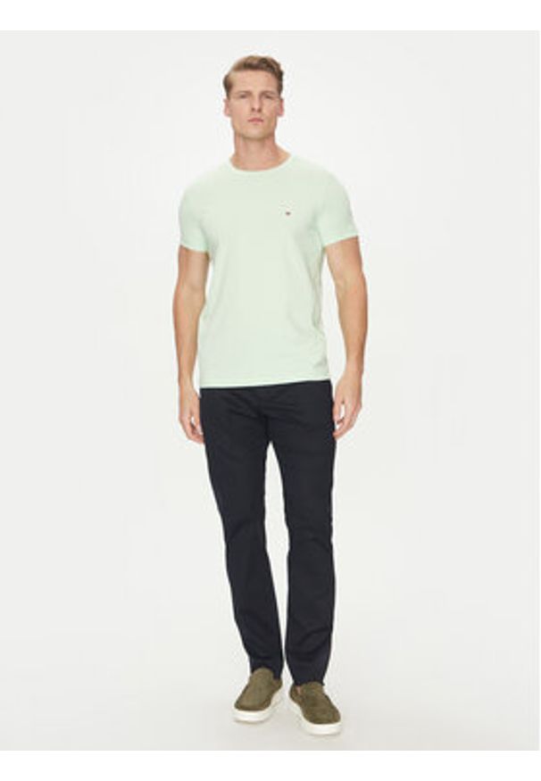 TOMMY HILFIGER - Tommy Hilfiger T-Shirt MW0MW10800 Zielony Slim Fit. Kolor: zielony. Materiał: bawełna