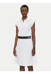 Karl Lagerfeld - KARL LAGERFELD Sukienka codzienna A2W13038 Biały Regular Fit. Okazja: na co dzień. Typ kołnierza: dekolt w karo. Kolor: biały. Materiał: bawełna. Typ sukienki: proste. Styl: casual #1