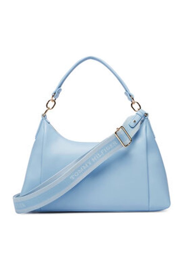 TOMMY HILFIGER - Tommy Hilfiger Torebka Th Essential Shoulder Bag AW0AW18373 Niebieski jasny. Kolor: niebieski. Materiał: skórzane