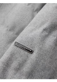Ombre Clothing - Męska casualowa kurtka puffer z wełną – jasnoszary melanż V3 OM-JAHP-0203 - XXL. Okazja: na co dzień. Typ kołnierza: kołnierzyk stójkowy. Kolor: szary. Materiał: wełna. Długość: długie. Wzór: melanż. Styl: casual