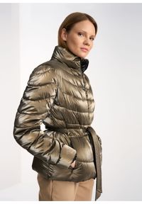 Ochnik - Pikowana kurtka damska z paskiem. Typ kołnierza: bez kaptura. Materiał: nylon #3