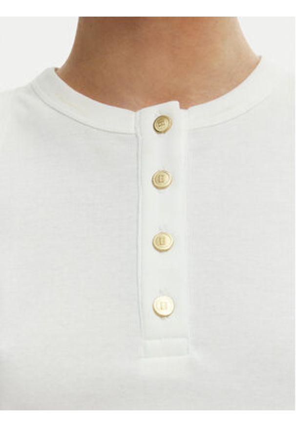 TOMMY HILFIGER - Tommy Hilfiger Top WW0WW49251 Écru Slim Fit. Kolor: kremowy. Materiał: bawełna