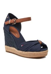 TOMMY HILFIGER - Tommy Hilfiger Espadryle Basic Open Toe High Wedge FW0FW04784 Granatowy. Nosek buta: otwarty. Kolor: niebieski