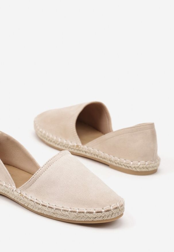 Born2be - Beżowe Espadryle z Plecionką i Wyciętą Cholewką Prommea. Okazja: na co dzień. Kolor: beżowy. Materiał: jeans. Szerokość cholewki: normalna. Sezon: lato. Obcas: na obcasie. Styl: casual. Wysokość obcasa: niski