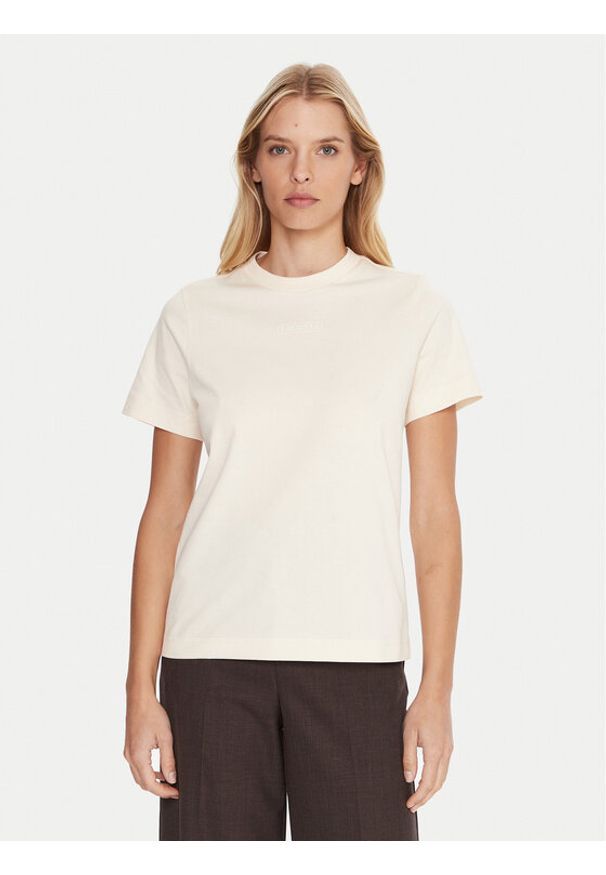 Lacoste T-Shirt TF0355 Beżowy Regular Fit. Kolor: beżowy. Materiał: bawełna