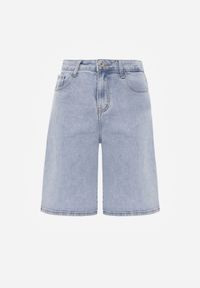 Renee - Jasnoniebieskie Jeansowe Szorty Casual Typu Jorts High Waits z Bawełny Nysalina. Okazja: na co dzień. Stan: podwyższony. Kolor: niebieski. Materiał: jeans, bawełna. Styl: casual #3