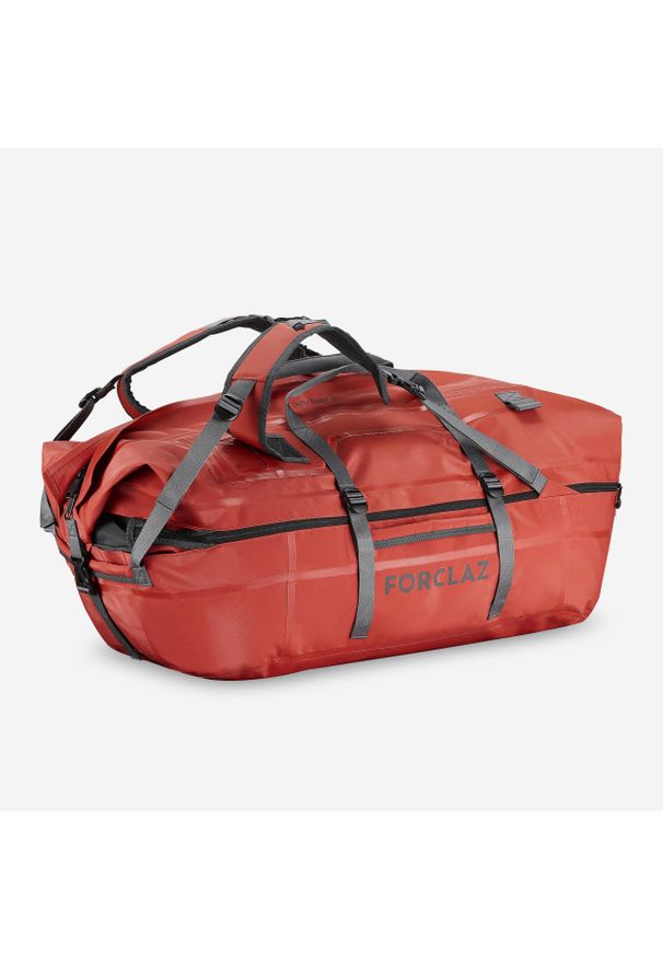 FORCLAZ - Torba trekkingowa Forclaz Duffel 900 Extend 80 - 120 litrów wodoodporna. Kolor: wielokolorowy, czerwony, szary. Materiał: materiał, poliester