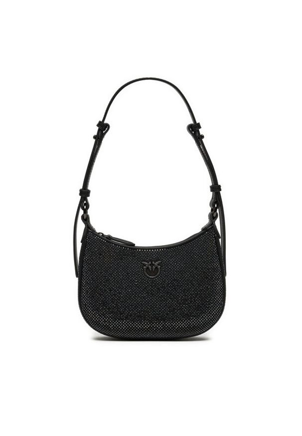 Pinko - PINKO Torba PINKO BORSA HALF MOON BABY FULL STRASS BLOCK COLOR + PELLE - 103538-A21O Czarny. Kolor: czarny. Materiał: poliester, materiał