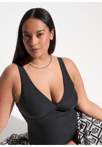 bonprix - Kostium kąpielowy shape, średni stopień modelowania sylwetki, z głębokim dekoltem. Kolor: czarny. Materiał: materiał #3