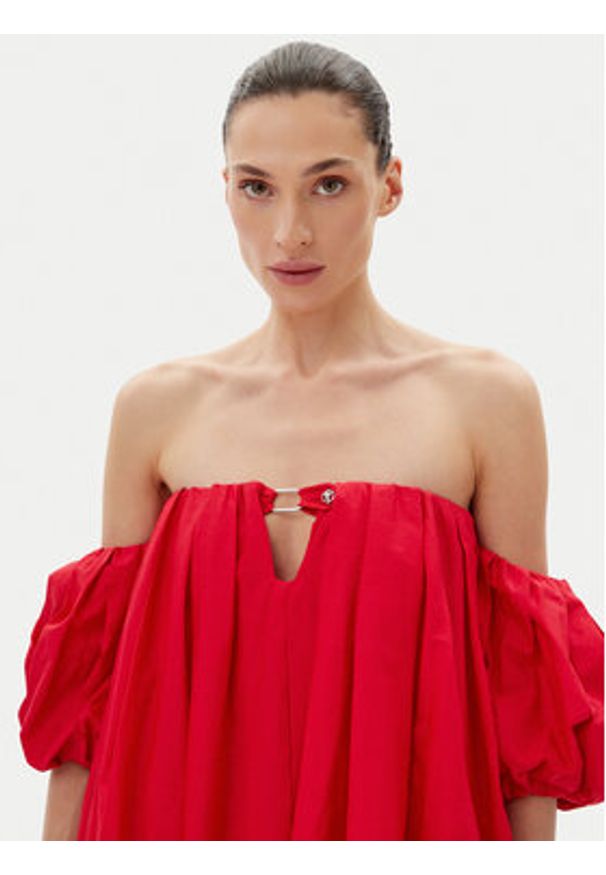 Pinko - PINKO Sukienka letnia 105211 A2LD Czerwony Regular Fit. Kolor: czerwony. Materiał: bawełna. Sezon: lato