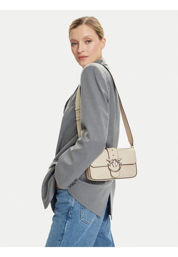 Pinko - PINKO Torebka Love One Mini Slouchy Fl Al 25-26 PLTT 104340 A2JU Écru. Materiał: skórzane