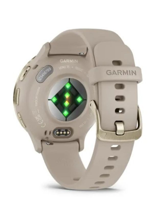 GARMIN - Garmin Venu 3s jasnozłota ramka z paskiem w kolorze french grey. Kolor: złoty. Styl: casual, sportowy