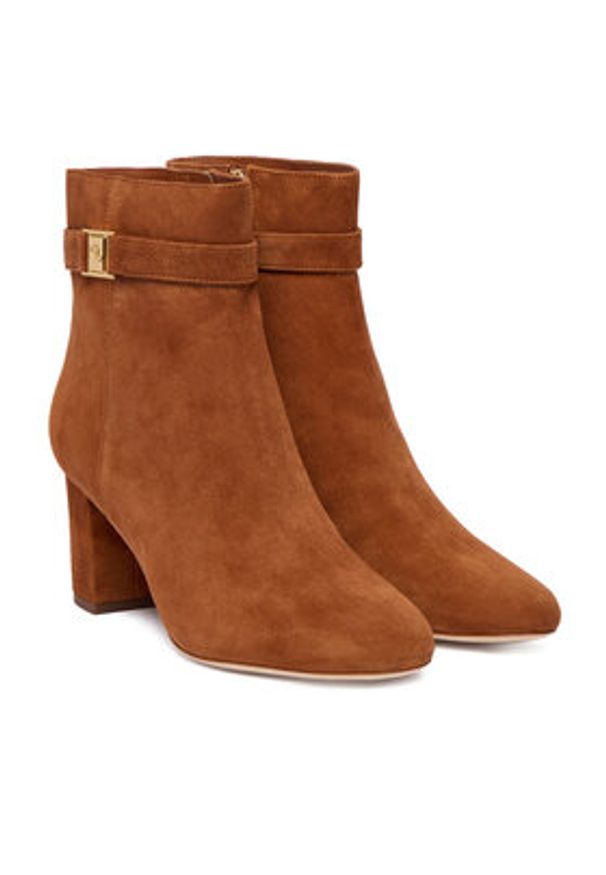 Lauren Ralph Lauren - LAUREN RALPH LAUREN Botki Kellie Bt Hi 802967827002 Brązowy. Kolor: brązowy. Materiał: zamsz, skóra