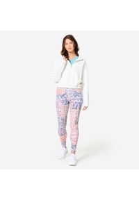 DOMYOS - Bluza z kapturem damska Domyos fitness. Typ kołnierza: kaptur. Kolor: biały. Materiał: materiał, elastan, poliester, lyocell. Sport: fitness