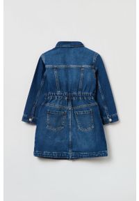 OVS sukienka jeansowa dziecięca mini rozkloszowana. Kolor: niebieski. Materiał: jeans. Długość rękawa: długi rękaw. Typ sukienki: rozkloszowane. Długość: mini #2