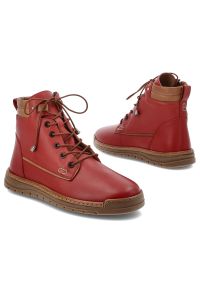 Czerwone Trzewiki Artiker Skórzane Obuwie Damskie. Okazja: na co dzień. Zapięcie: sznurówki. Kolor: czerwony. Materiał: skóra. Szerokość cholewki: normalna. Styl: casual, klasyczny #3