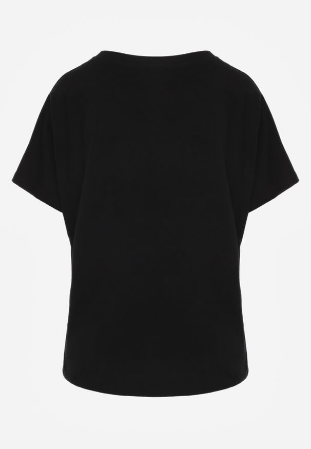Renee - Czarny T-shirt Basic Oversize z Bawełny Elusis. Okazja: na co dzień. Kolor: czarny. Materiał: bawełna. Styl: elegancki, casual