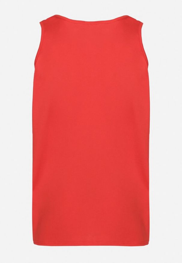 Born2be - Czerwona Bawełniana Koszulka Typu Tank Top Zianessa. Kolor: czerwony. Materiał: bawełna. Wzór: aplikacja