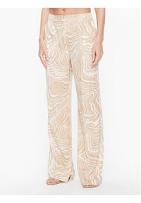 Calvin Klein Spodnie materiałowe Wave Print Wide K20K205220 Beżowy Regular Fit. Kolor: beżowy. Materiał: materiał, wiskoza. Wzór: nadruk #1