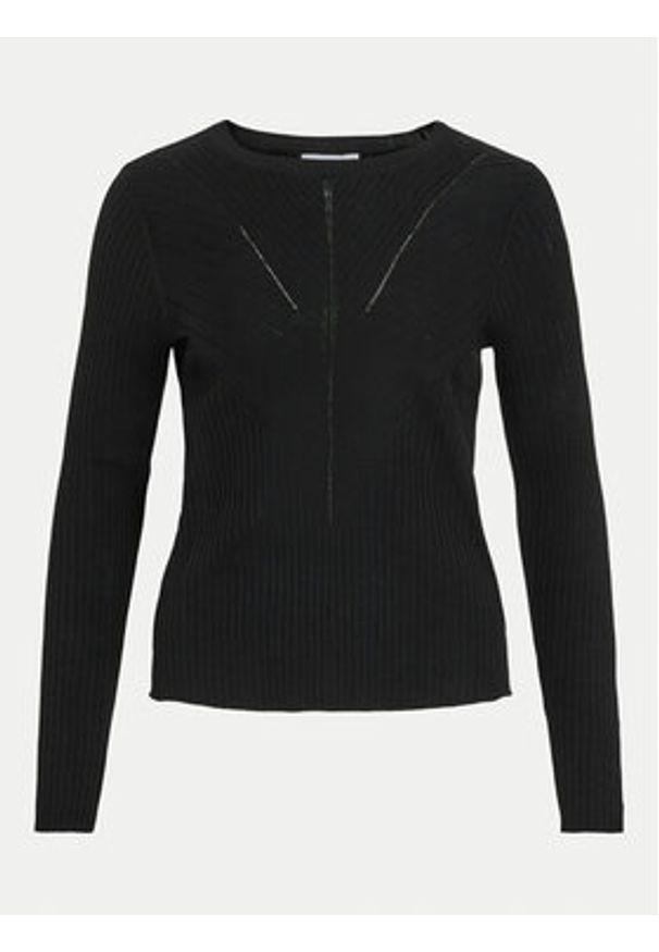 Vila Sweter Olina 14098889 Czarny Regular Fit. Kolor: czarny. Materiał: syntetyk
