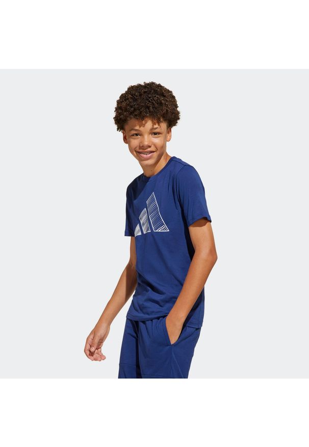Adidas - Koszulka dziecięca ADIDAS. Kolor: niebieski. Materiał: włókno, bawełna