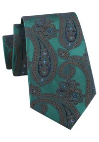 Krawat Męski - Głęboka Zieleń, Duże Paisley - Alties. Materiał: tkanina. Wzór: paisley. Styl: wizytowy, elegancki #1