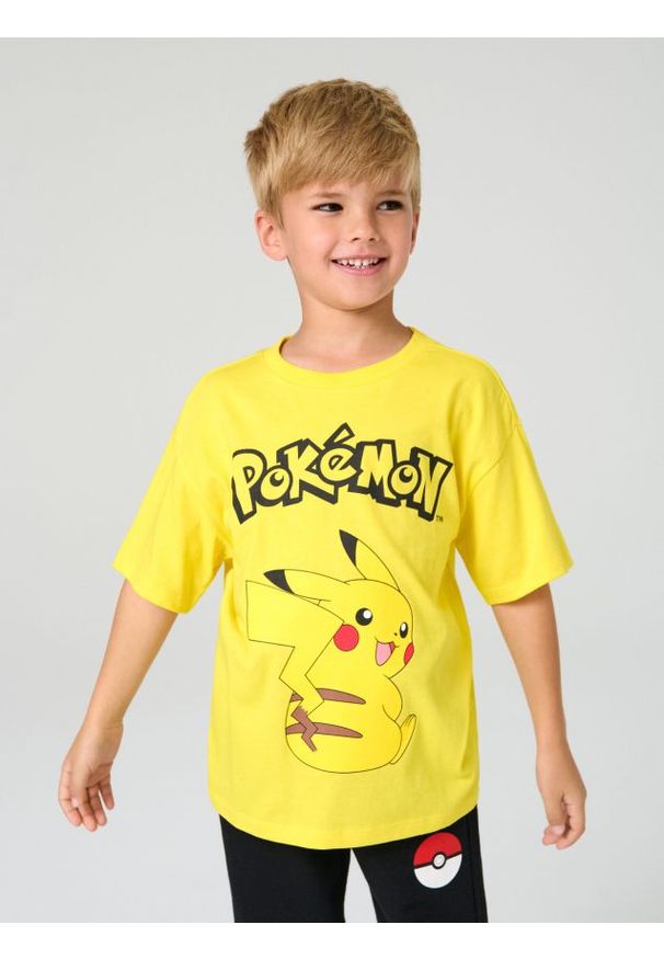 Sinsay - Koszulka z nadrukiem Pokemon - żółty. Kolor: żółty. Wzór: nadruk