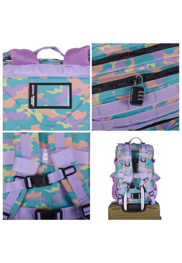 ELITEX TRAINING - Plecak outdoorowy V1 Cream Leopard 45L. Kolor: czerwony, różowy, wielokolorowy