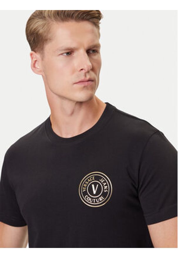 Versace Jeans Couture T-Shirt 79GAHT00 CJ00T Czarny Regular Fit. Kolor: czarny. Materiał: bawełna
