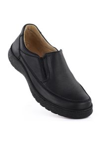 Skórzane półbuty męskie komfortowe czarne Helios 835K. Kolor: czarny. Materiał: skóra #1