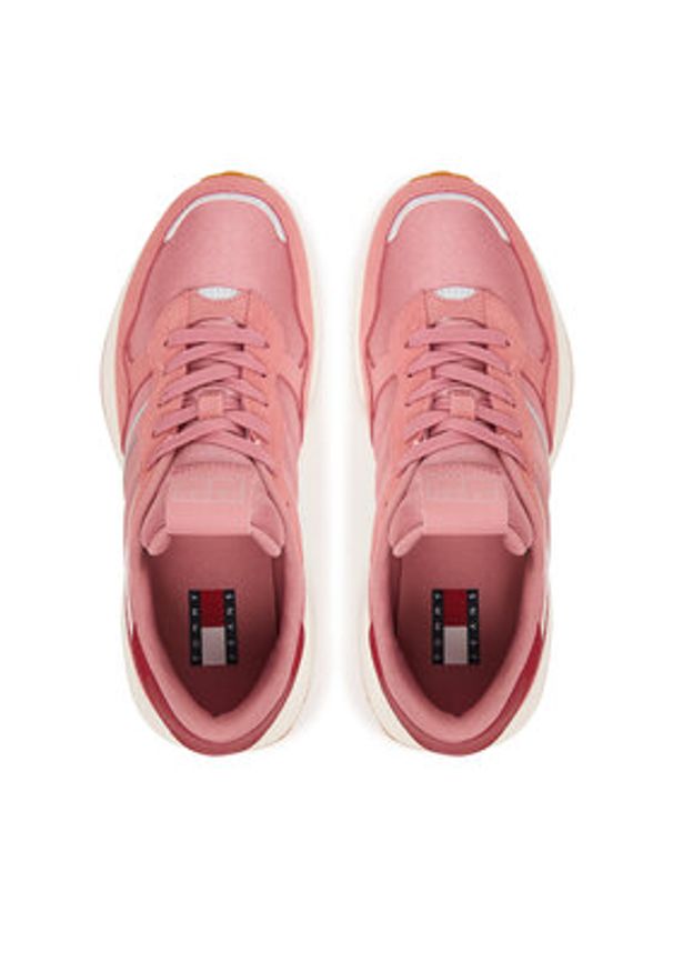 Tommy Jeans Sneakersy Tjw Cleated Runner EN0EN02788 Różowy. Kolor: różowy. Materiał: skóra, zamsz