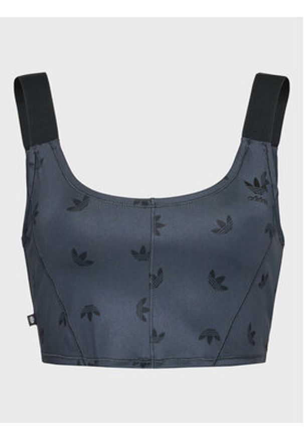 Adidas - adidas Top Allover Print Corset HL9159 Szary Slim Fit. Kolor: szary. Materiał: syntetyk. Wzór: nadruk