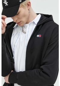 Tommy Jeans bluza bawełniana męska kolor czarny z kapturem gładka. Typ kołnierza: kaptur. Kolor: czarny. Materiał: bawełna. Wzór: gładki #5