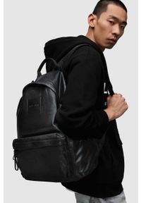 AllSaints plecak skórzany CARABINER BACKPACK męski kolor czarny duży gładki MB519X. Kolor: czarny. Materiał: skóra. Wzór: gładki #4