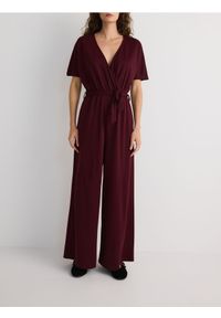 Reserved - Kombinezon z modalem - bordowy. Kolor: czerwony. Materiał: dzianina #1