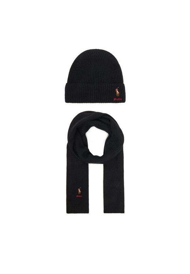 Polo Ralph Lauren Zestaw Szalik i Czapka 455981430003 Czarny. Kolor: czarny. Materiał: wełna