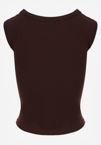 Renee - Brązowy Wiskozowy Top Dopasowany z Kwadratowym Dekoltem Bez Rękawów Bilincja. Okazja: na co dzień. Typ kołnierza: dekolt kwadratowy. Kolor: brązowy. Materiał: wiskoza. Długość rękawa: bez rękawów. Styl: casual #7