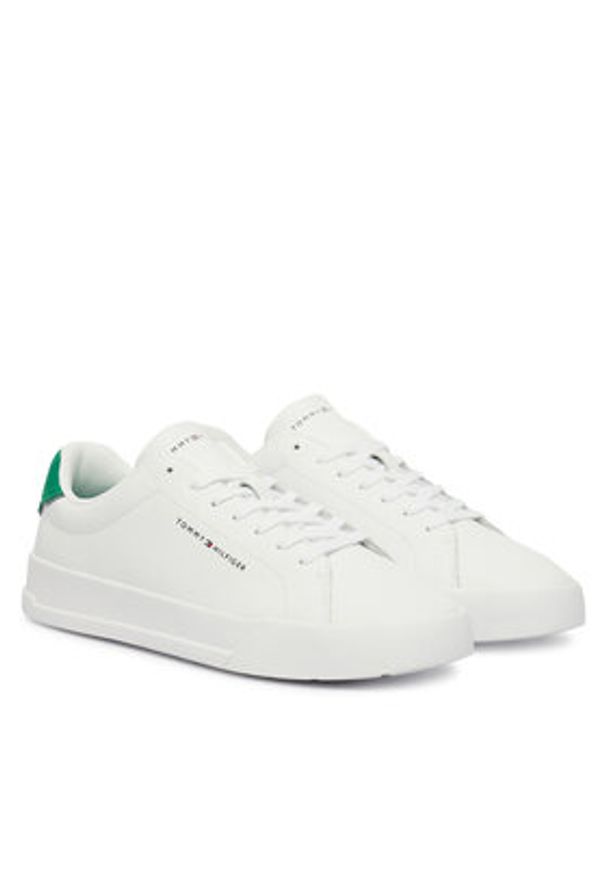 TOMMY HILFIGER - Tommy Hilfiger Sneakersy Th Court Lth Detail Ess FM0FM05367 Biały. Kolor: biały. Materiał: skóra