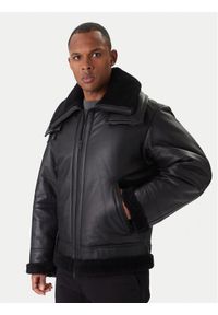 BOSS Kurtka skórzana Joglaci 50547560 Czarny Relaxed Fit. Kolor: czarny. Materiał: skóra #1
