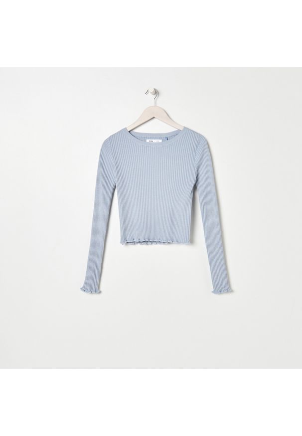 Sinsay - Krótki sweter - Niebieski. Kolor: niebieski. Długość: krótkie