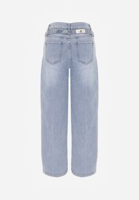 Born2be - Niebieskie Szerokie Jeansy z Bawełną z Wysokim Stanem i Denimowym Paskiem Venwyn. Okazja: na co dzień, na spotkanie biznesowe, do pracy. Stan: podwyższony. Kolor: niebieski. Styl: casual, biznesowy, elegancki #2