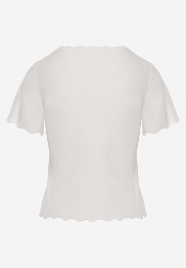 Born2be - Biała Bluzka Dzianinowa z Krótkim Rękawem Bellalanie. Kolor: biały. Materiał: dzianina. Długość rękawa: krótki rękaw. Długość: krótkie